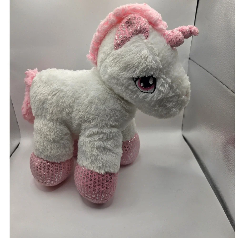 Dan Dee Plush Unicorn White Pink Sequin Hooves 2018 9oz